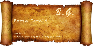 Berta Gerold névjegykártya